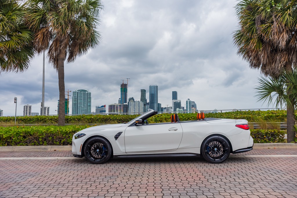 BMW M4 Competition Convertible — photo 7 of 15, White exterior with Orange interior, available from KEY'D Miami