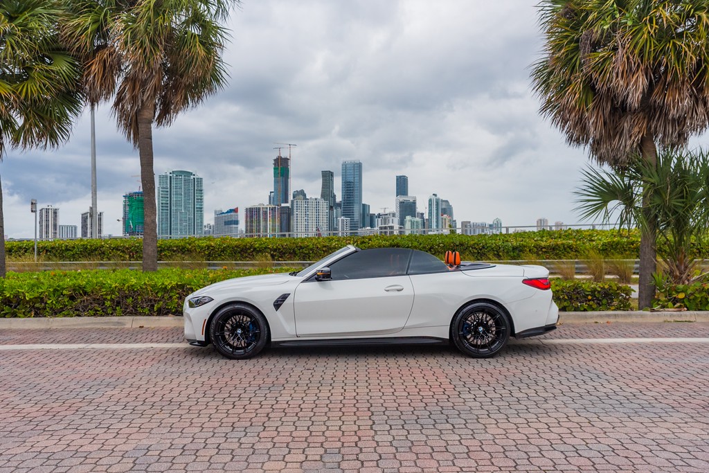 BMW M4 Competition Convertible — photo 8 of 15, White exterior with Orange interior, available from KEY'D Miami