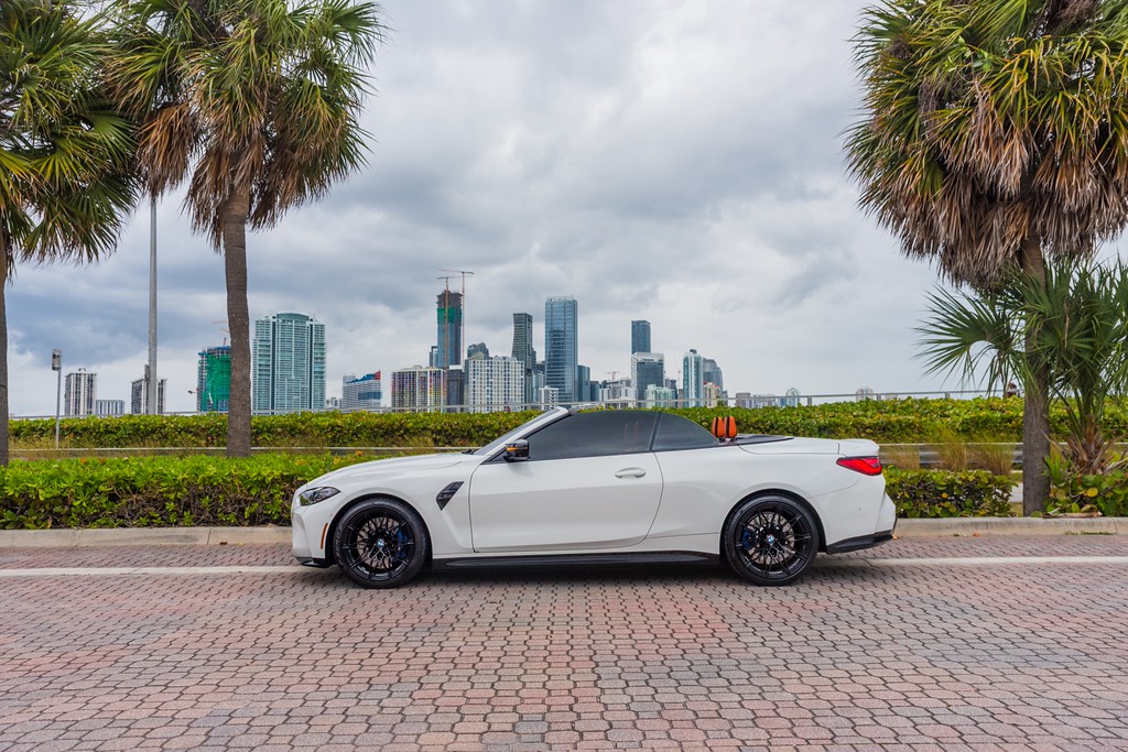 BMW M4 Competition Convertible — photo 9 of 15, White exterior with Orange interior, available from KEY'D Miami