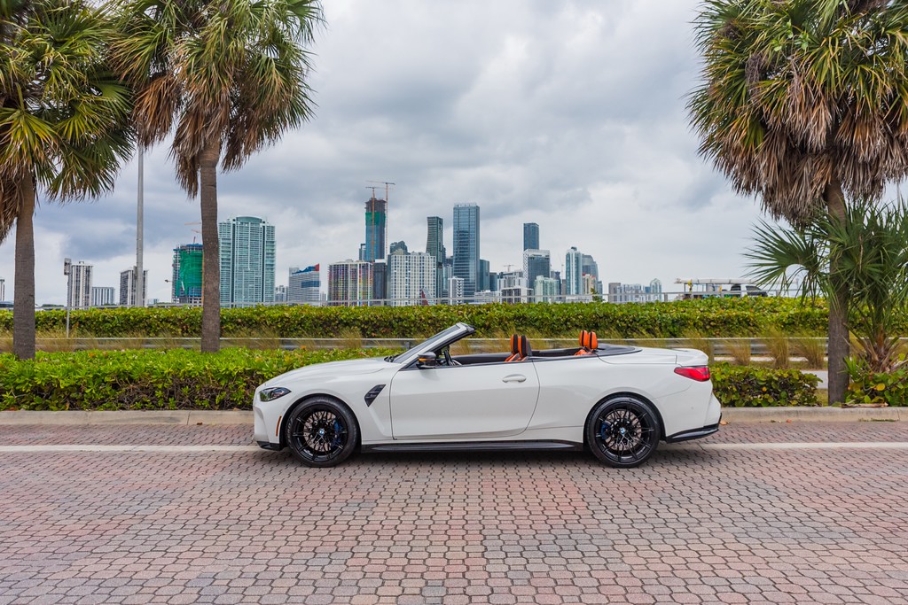 BMW M4 Competition Convertible — photo 11 of 15, White exterior with Orange interior, available from KEY'D Miami