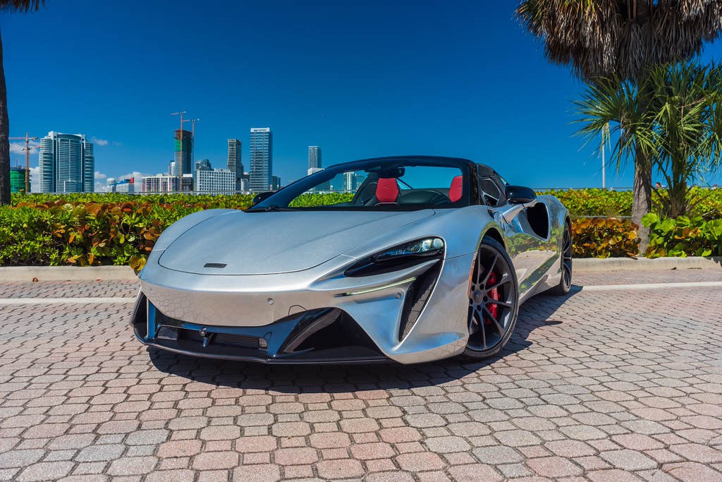 McLaren Artura Spider — photo 3 of 15, Silver exterior with Red interior, available from KEY'D Miami
