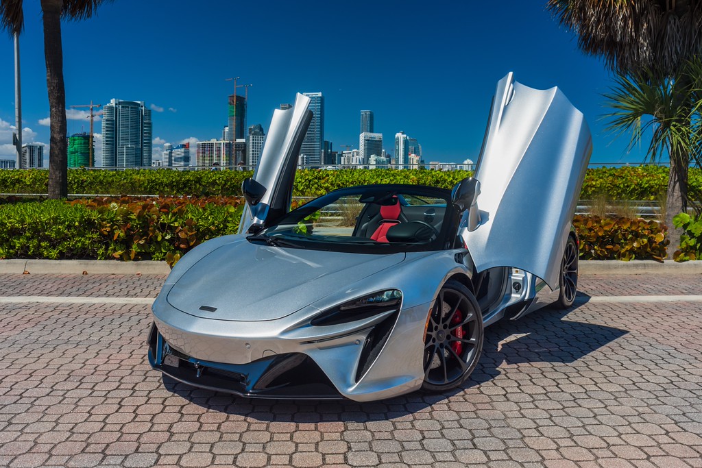 McLaren Artura Spider — photo 5 of 15, Silver exterior with Red interior, available from KEY'D Miami